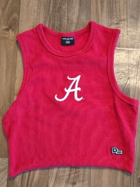 Hype and Vice Women's Red Crop Tank Top with White 'A' Embroidery